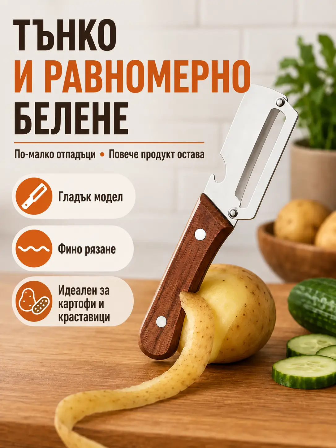 Тънко и равномерно белене на картофи